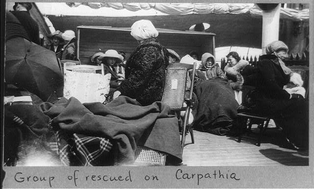 Group of survivors of the Titanic aboard the Carpathia