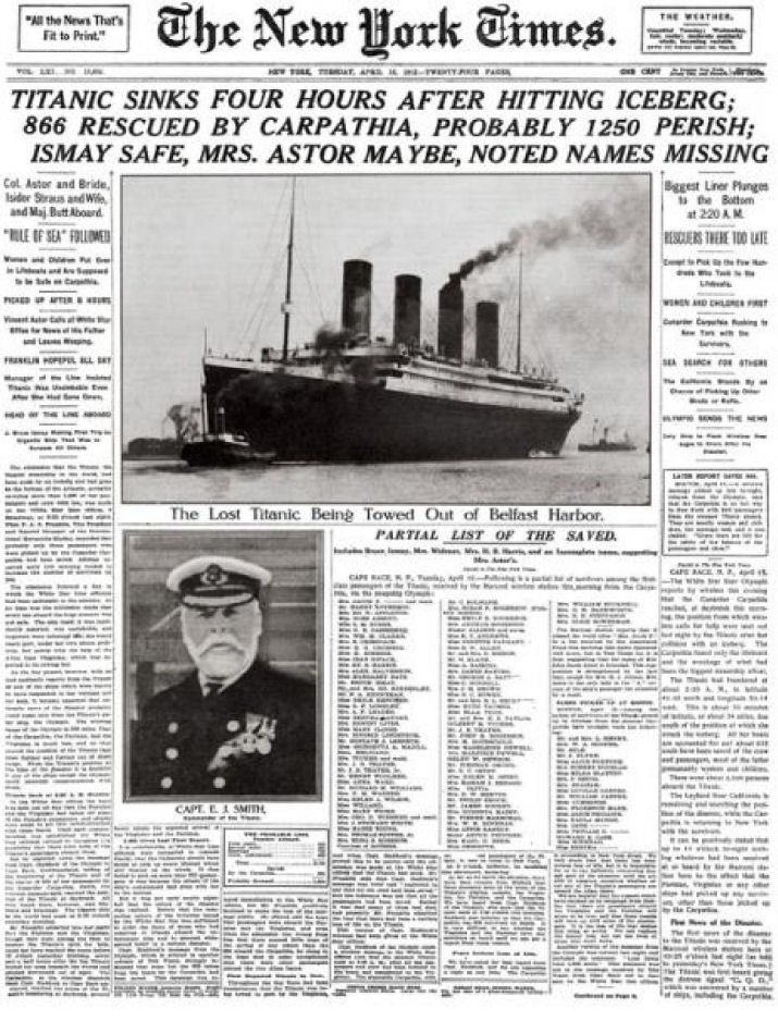 The New York Times 16 april 1912