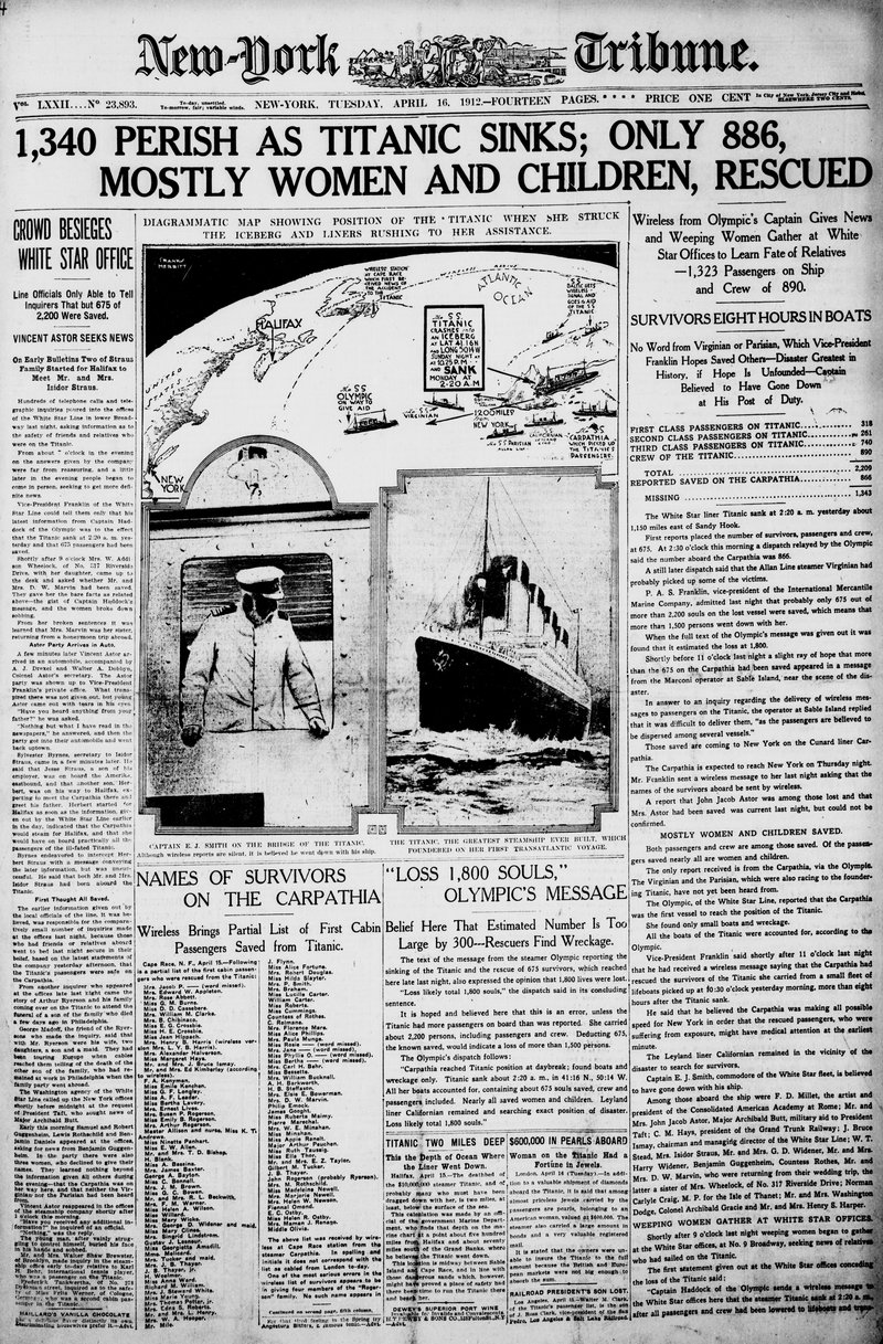 New York Tribune 16 april 1912