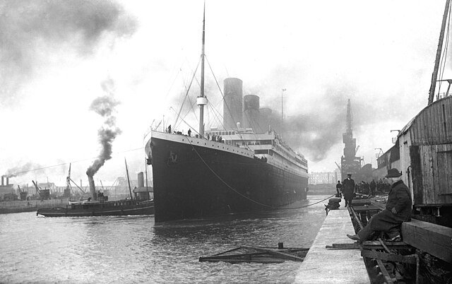 The Titanic preparing to depart from Southampton.